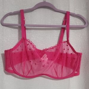 PINK Hot Pink Sheer Bra Size XL. hearts  Bra